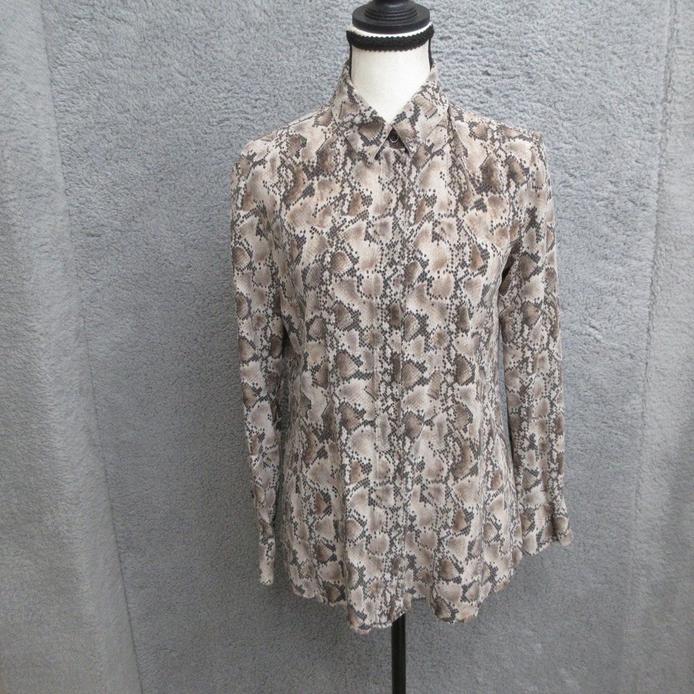 Altuzarra Silk Snake Print Blouse Womens 38/ US 6 Brown Buttoned Italian Luxury